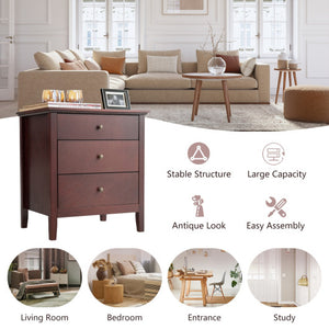 3 Drawers Nightstand Beside End Side Table Accent Table
