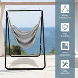 Hanging Padded Hammock Chair with Stand and Heavy Duty Steel-Gray