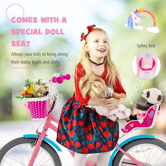Kids Bicycle with Training Wheels and Basket for Boys and Girls Age 3-9 Years-18"