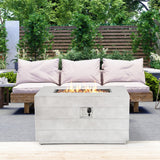 43 Inch Rectangular Concrete Propane Fire Pit Table with Lava Rocks and Cover 50 000 BTU-Gray