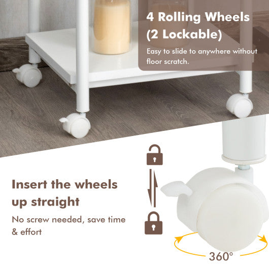 Under Desk Printer Stand with 360 ° Swivel Casters-White