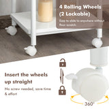 Under Desk Printer Stand with 360 ° Swivel Casters-White