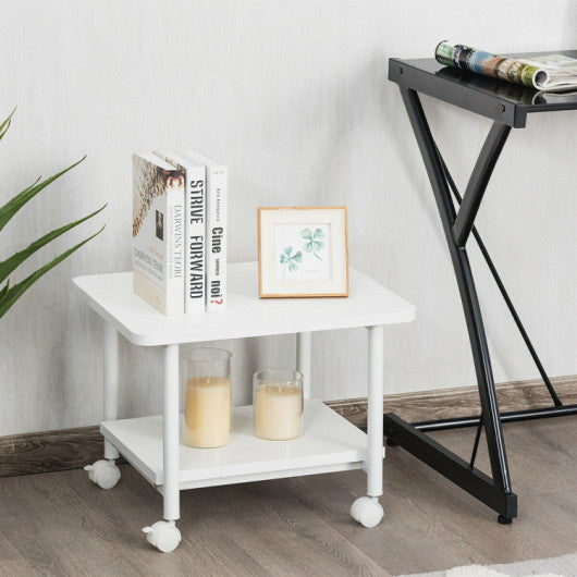 Under Desk Printer Stand with 360 ° Swivel Casters-White