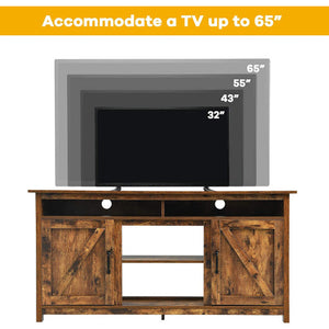 60€�Industrial TV Stand Entertainment Center with Shelve and Cabinet-Brown