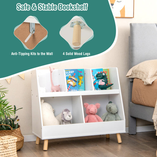 5-Cube Kids Bookshelf and Toy Organizer with Anti-Tipping Kits-White