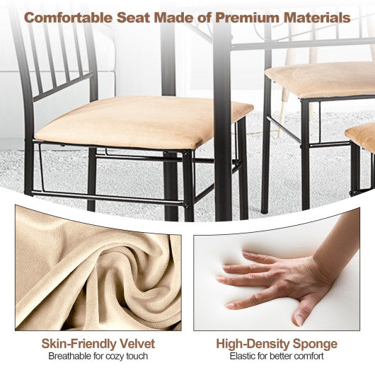 5 Pieces Dining Set Wooden Table and 4 Cushioned Chairs