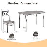 5 Pieces Dining Table Set with Metal Frame for Kitchen Dining Room-Gray