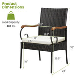 5 Pieces Patio Wicker Dining Set with Detachable Cushion and Umbrella Hole