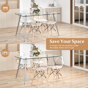 5 Pieces Rectangle Dining Table Set with 51 Inch Glass Tabletop-Gray