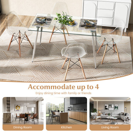 5 Pieces Rectangle Dining Table Set with 51 Inch Glass Tabletop-Gray