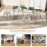 5 Pieces Rectangle Dining Table Set with 51 Inch Glass Tabletop-Gray
