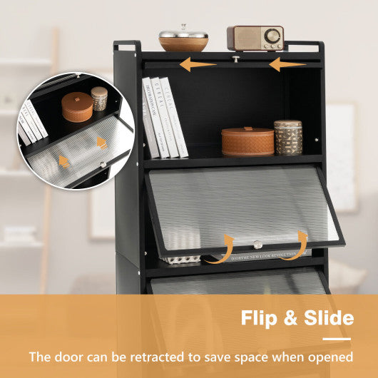 5-Tier Kitchen Baker's Rack with Flip-up PC Doors-Black