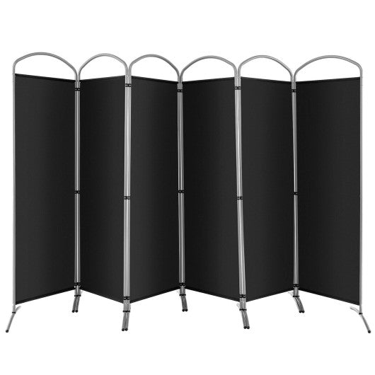 6.2Ft Folding 6-Panel Room Divider for Home Office Living Room-Black