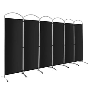 6.2Ft Folding 6-Panel Room Divider for Home Office Living Room-Black