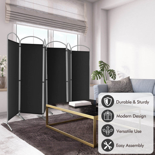 6.2Ft Folding 6-Panel Room Divider for Home Office Living Room-Black