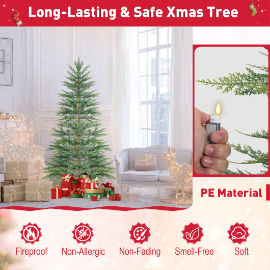 6.5/7.5 Feet Artificial Cypress Christmas Tree Pre-lit Hinged-6.5 ft