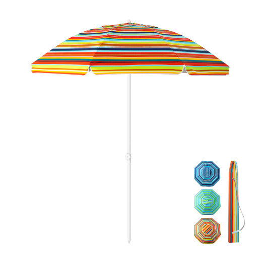 6.5 Feet Patio Beach Umbrella with Waterproof Polyester Fabric-Orange