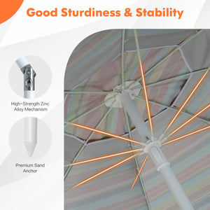 6.5 Feet Patio Beach Umbrella with Waterproof Polyester Fabric-Orange