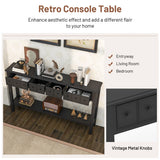 60 Inch Long Sofa Table with 4 Drawers and Open Shelf for Living Room-Espresso