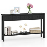 60 Inch Long Sofa Table with 4 Drawers and Open Shelf for Living Room-Espresso