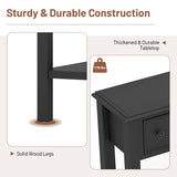 60 Inch Long Sofa Table with 4 Drawers and Open Shelf for Living Room-Espresso