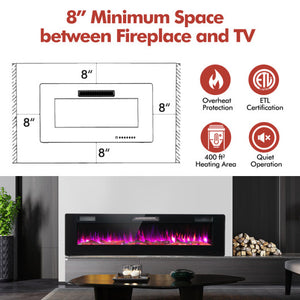 60 Inches Ultra-thin Electric Fireplace with Remote Control and Timer Function
