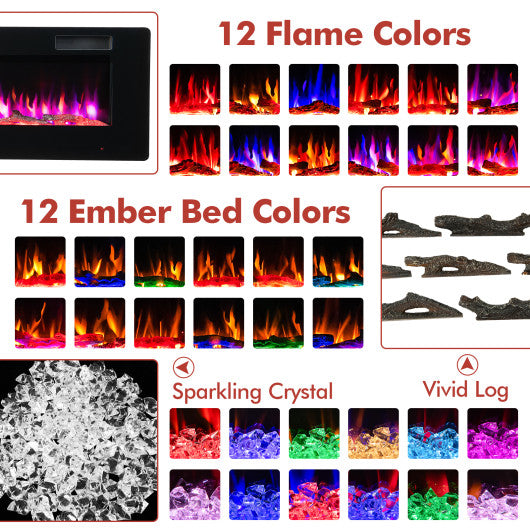 60 Inches Ultra-thin Electric Fireplace with Remote Control and Timer Function