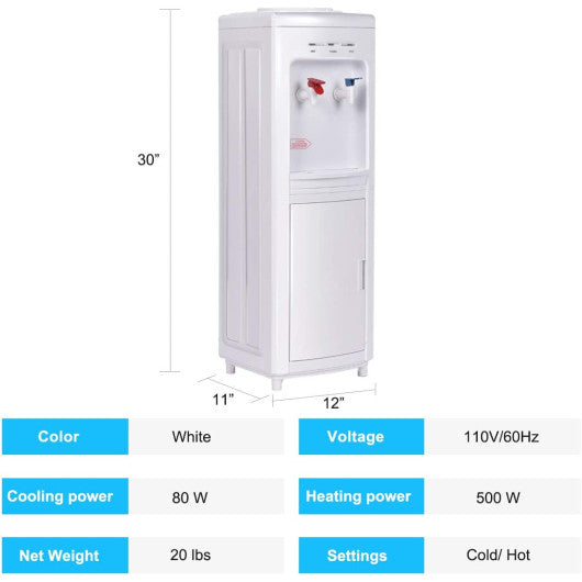 5 Gallons Hot and Cold Water Cooler Dispenser with Child Safety Lock