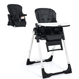 4-in-1 High Chair–Booster Seat with Adjustable Height and Recline-Black