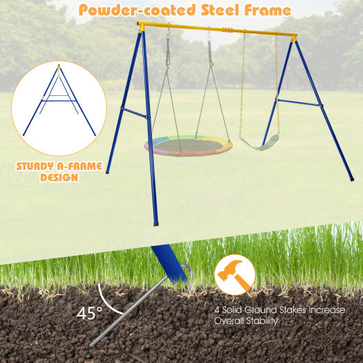 660 LBS Extra-Large A-Shaped Swing Stand with Anti-Slip Footpads-Yellow