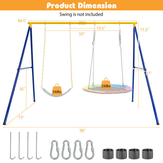 660 LBS Extra-Large A-Shaped Swing Stand with Anti-Slip Footpads-Yellow