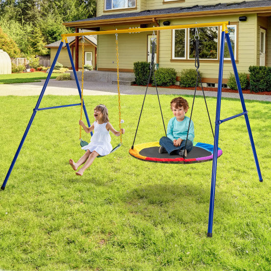 660 LBS Extra-Large A-Shaped Swing Stand with Anti-Slip Footpads-Yellow