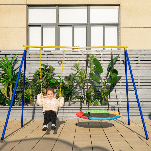 660 LBS Extra-Large A-Shaped Swing Stand with Anti-Slip Footpads-Yellow