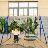 660 LBS Extra-Large A-Shaped Swing Stand with Anti-Slip Footpads-Yellow