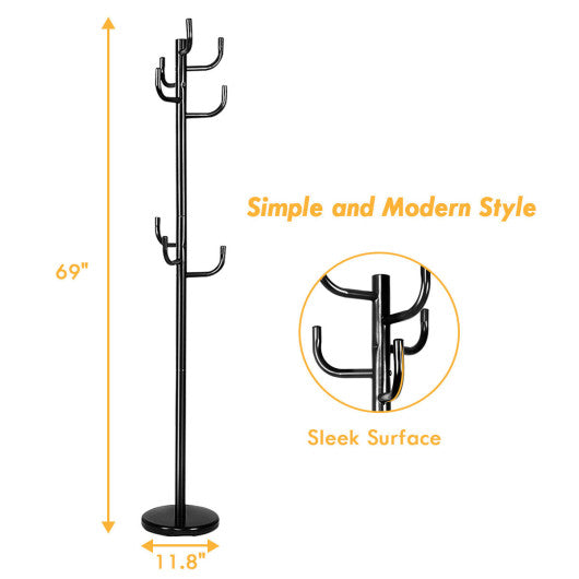 69 Inch Freestanding Metal Coat Rack for Entryway