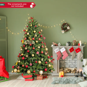 5/6/7 Feet Pre-lit Artificial Christmas Tree with Branch Tips and LED Lights-6 ft