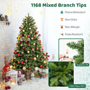 5/6/7 Feet Pre-lit Artificial Christmas Tree with Branch Tips and LED Lights-6 ft
