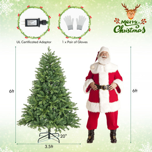 5/6/7 Feet Pre-lit Artificial Christmas Tree with Branch Tips and LED Lights-6 ft