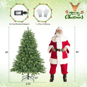 5/6/7 Feet Pre-lit Artificial Christmas Tree with Branch Tips and LED Lights-6 ft