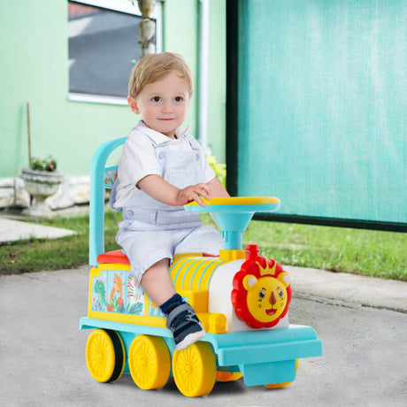 6V Electric Kids Ride On Train with 16 Pieces Tracks-Blue
