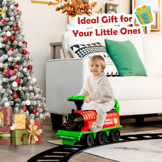 6V Electric Kids Ride On Train with 16 Pieces Tracks-Green