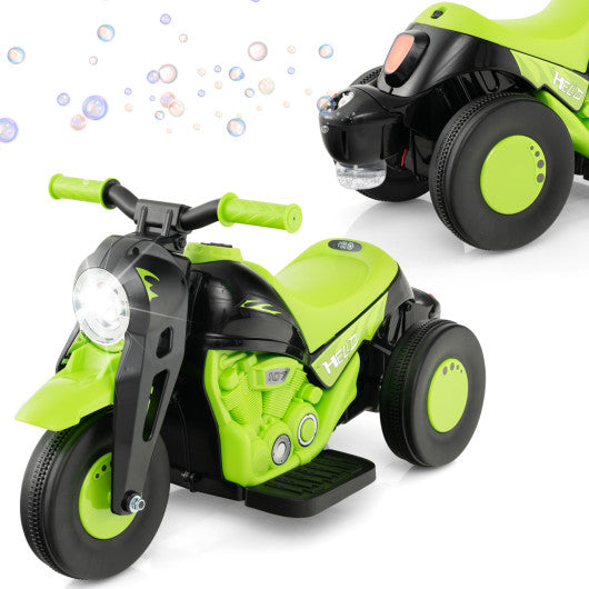 6V Kids Electric Ride on Motorcycle with Bubble Maker and Music-Green
