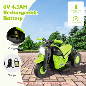 6V Kids Electric Ride on Motorcycle with Bubble Maker and Music-Green