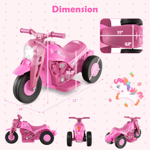 6V Kids Electric Ride on Motorcycle with Bubble Maker and Music-Pink