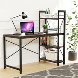47.5 Inch Writing Study Computer Desk with 4-Tier Shelves-Tan