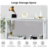 2-Tier Console X-Design Sofa Side Accent Table-White