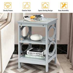 3 Tiers Nightstand Sofa Side End Accent Table-Gray