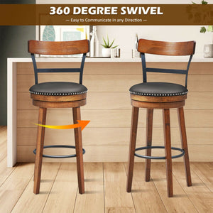 Set of 2 30.5 Inch Swivel Pub Height Bar Stool