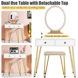 Industrial Makeup Dressing Table with 3 Lighting Modes-White