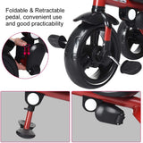 4-in-1 Kids Tricycle with Adjustable Push Handle-Red
